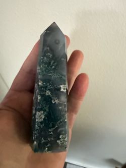 Moss Agate Crystal Tower Point