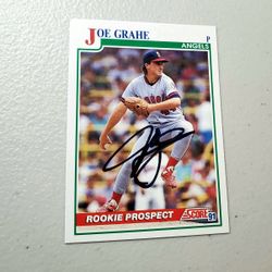 Autographed Joe Grahe California Angels 1991 Score Baseball Card 367