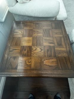 Wood Parquet Top End Table