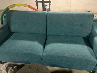 Teal Fabric Loveseat Sofa - USED