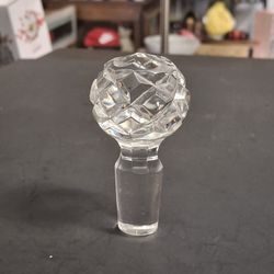 Exquisite Decanter Crystal Stopper - Hand Criss-Cross Faceted Cut, 11/16" At Bottom & 3" Tall