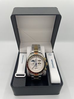 Omega X Swatch Mission to Earthphase Moonshine Gold - Cold Moon Moonswatch Mod Stainless Steel Watch