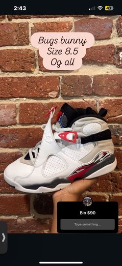 Jordan 8 Bugs bunny Size 8.5