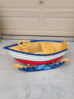 Child's Wood Rocking Row Boat Rocker Rocking Horse