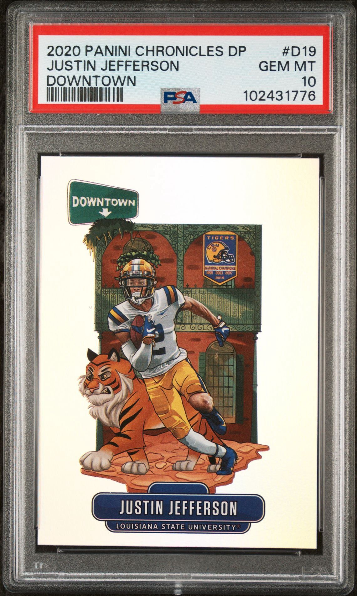 2020 Panini Chronicles Draft Picks Justin Jefferson Downtown #D19 PSA 10 LSU Vikings
