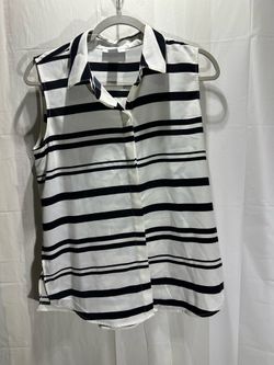 Bar III women's Sleeveless striped Blouse black white size S