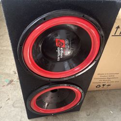 Cerwin-Vega Vega Mobile subwoofer (recognizable by the red surround + logo)