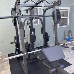 Smith Machine SM2001/FID Adj Bench/Gym Equipment/Fitness/Squat Rack/‼️⭕️WEIGHTS AND BARBELL SOLD INDIVIDUALLY ⭕️‼️FREE  DELIVERY🚚 