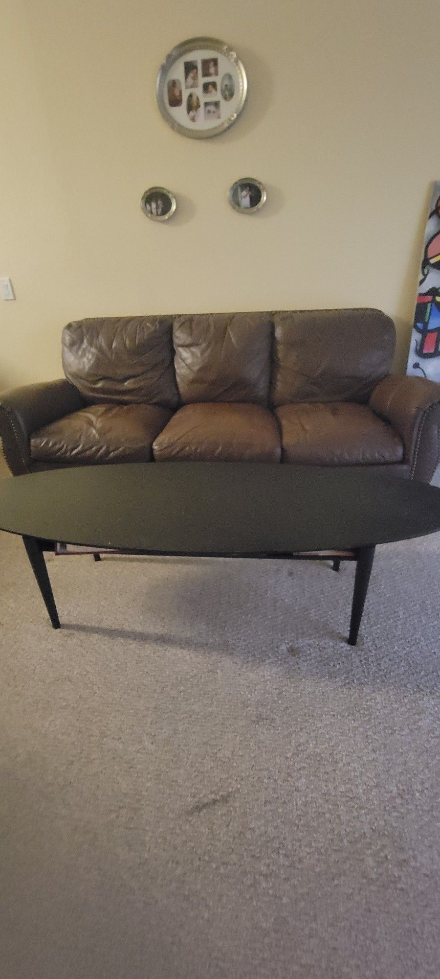 Leather Couch & Coffee Table