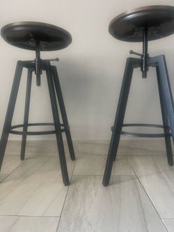 Premium Designer Wood  and Metal Adjustable Stools