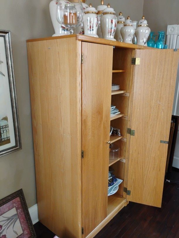 Upright Solid Wood Shelf Cabinets Tall Storage