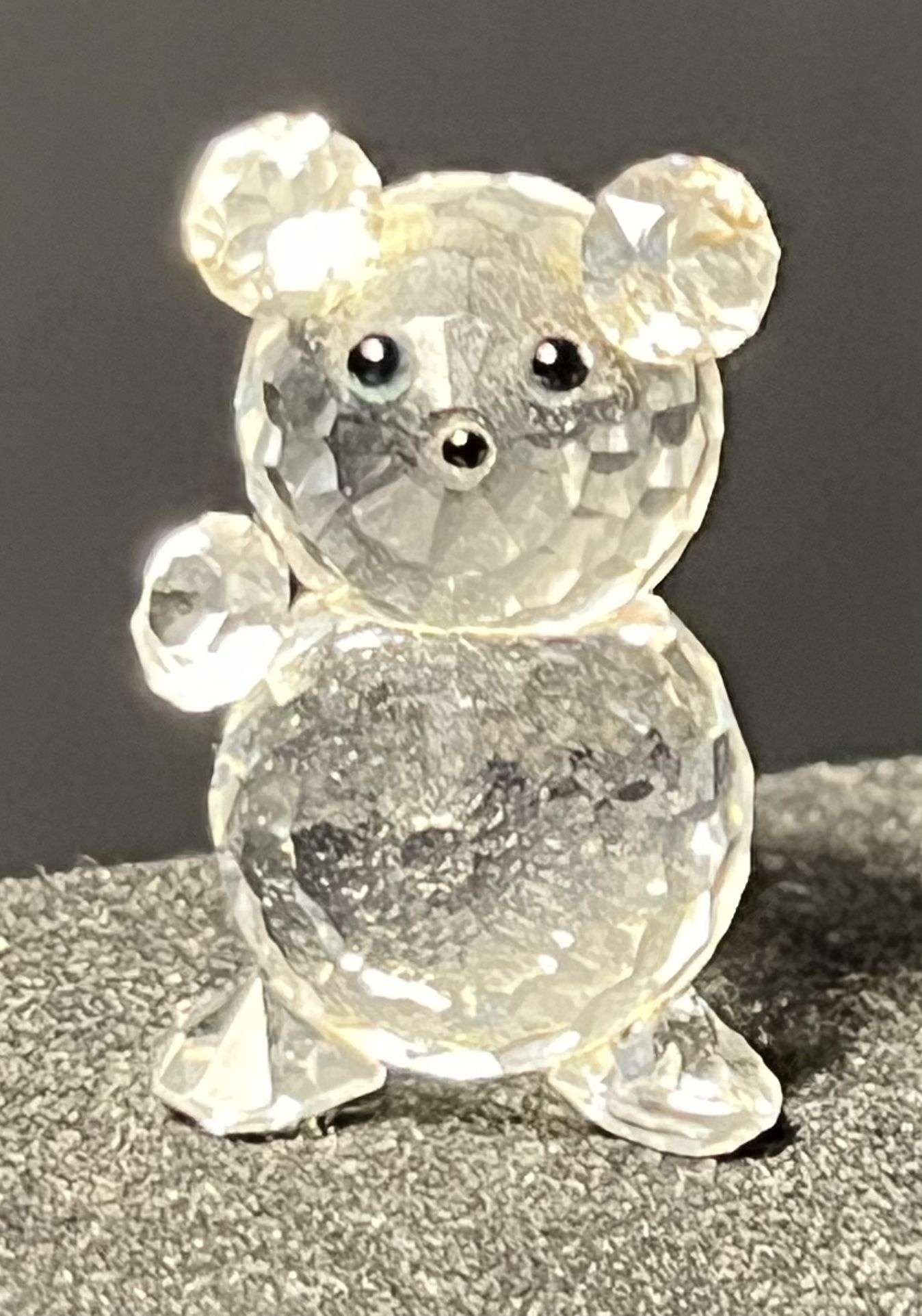 Swarovski 1990s Small Teddy Bear Crystal Figurine, 1.25”, DAMAGED