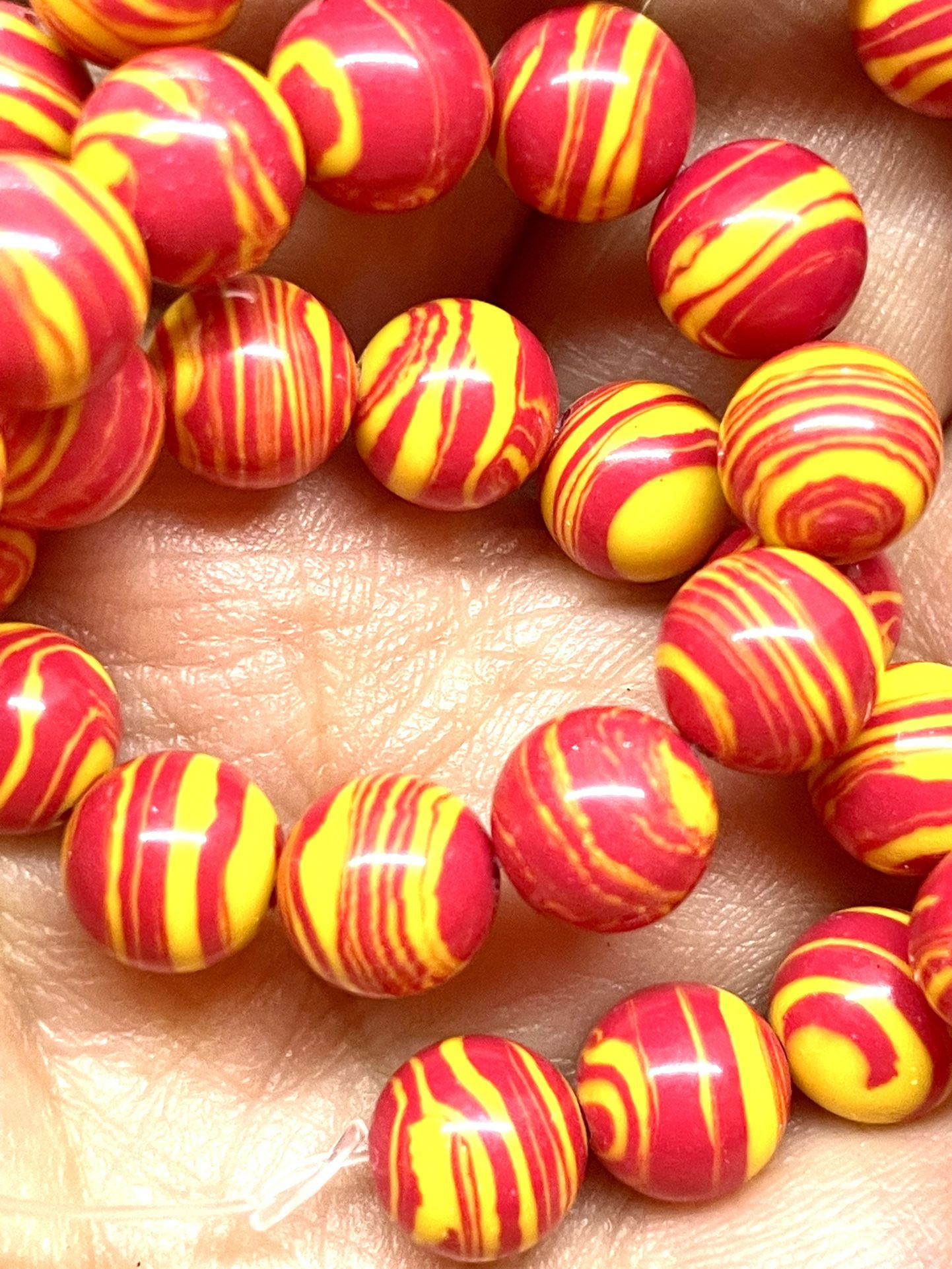 8mm Ylw/Orange Candy Stone Beads