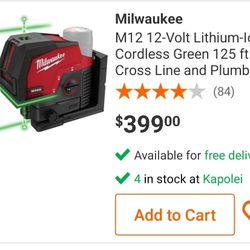 Brand New Milwaukee M12 Green Line Plump And Cross Laser Level  $350