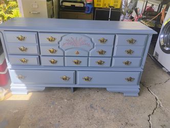 Painted French Provincial Dresser with Brass Hardware
