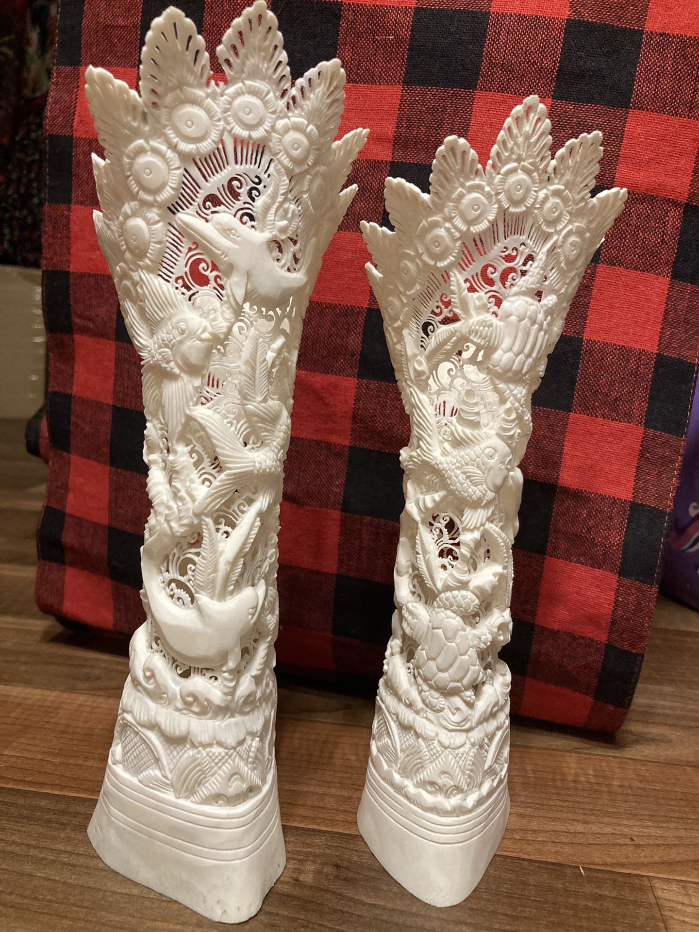 Balinese Hand Carved Cow Bone Statues