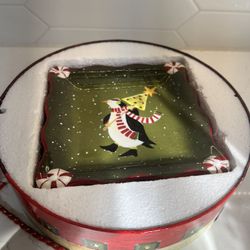 Vintage set of Christmas penguin dessert/appetizer plate plates