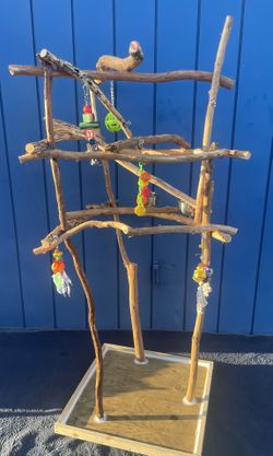 Large Parrot / MACAW parrot Perch Tree.., Curvy And Funky / Thick - A Great Parrot Socializer !