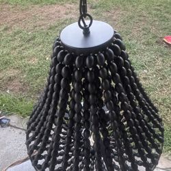 Boho Wood Bead Ceiling Lamp