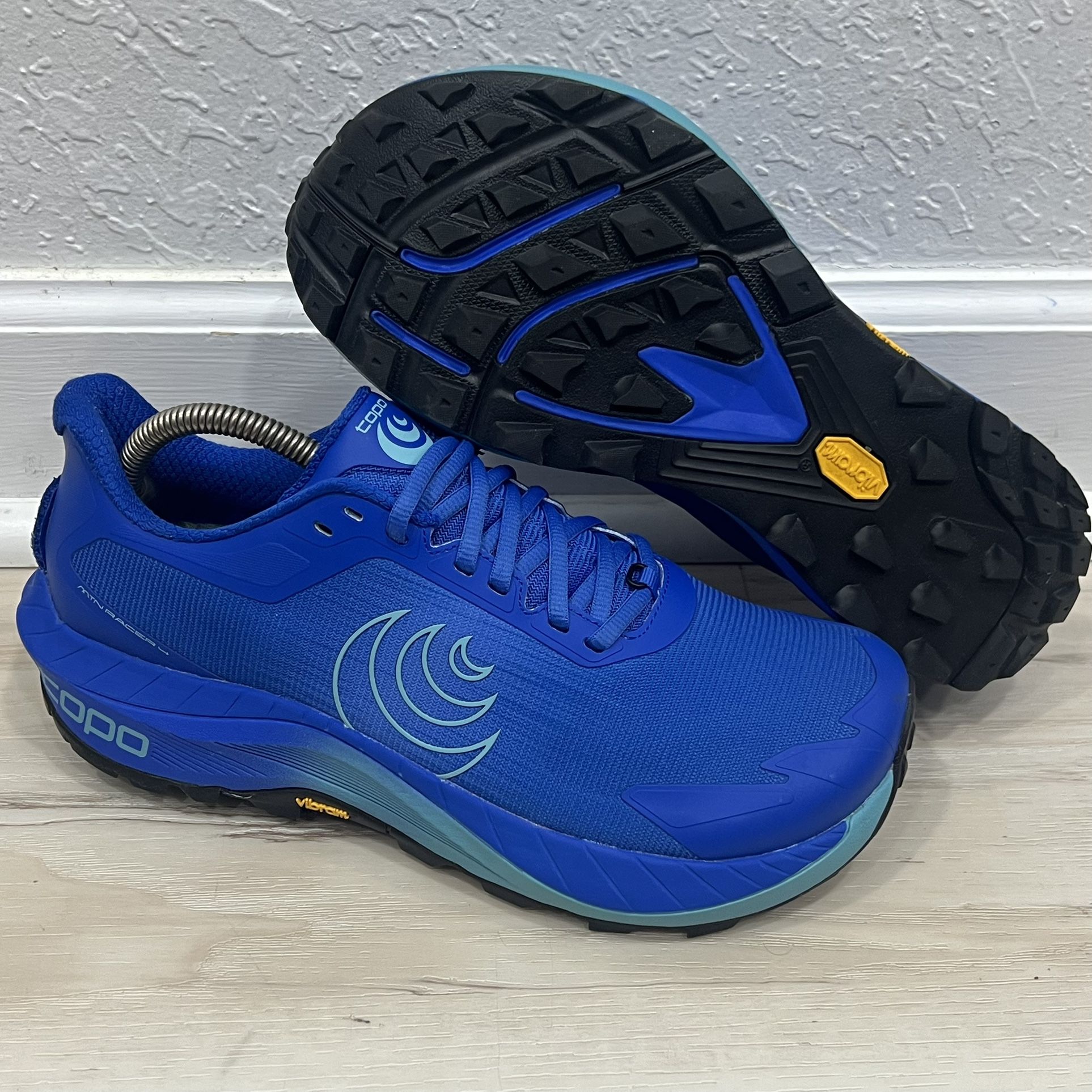 Topo Athletic MTN Racer 4 Trail Running Shoes Womens Size 9 Wide Blue Vibram
