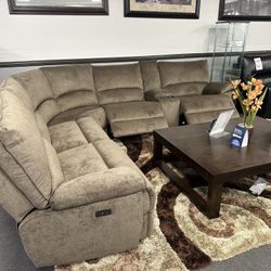 Brown Sofa Sectional 3x Power Recliners