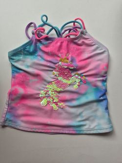 Unicorn pink and purple swimsuit top size 6/6x