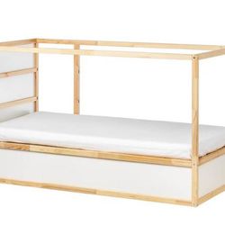 Almost Brand new of KURA Reversible bed, white/pine, Twin size.