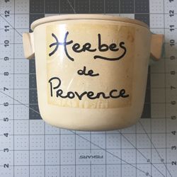 Excellent French Vintage Herbs of Provence Large Pottery Pot Container