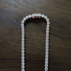 Rose Gold Plated 5mm 22 In Moissanite Tennis Chain (major Deal)
