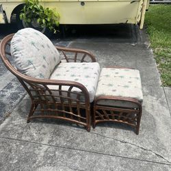 Wicker Chair And Ottoman