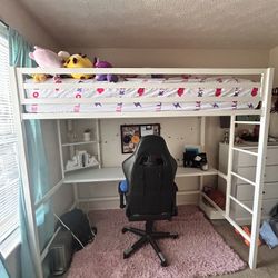 White Desk/Bunk Bed Frame