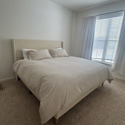 King Size - CORDUROY Upholstered Bed Frame, Platform Bed