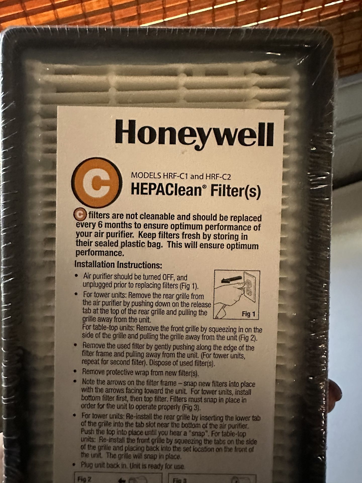 Honeywell HEPAClean Filter MODELS HRF-C1 and HRF-C2