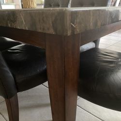 Marble kitchen or dining room table with 6 chairs
