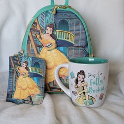 Loungefly Disney Beauty and the Beast backpack wallet and mug