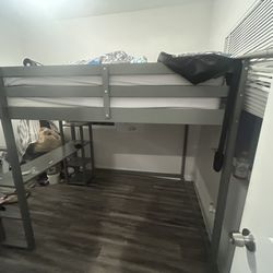 Grey Full Size Loft Bed 