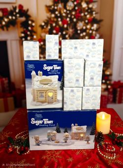 Precious Moments Sugar Town Skating Pond 7 Piece Collector Set 184128 1996