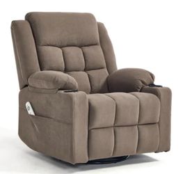 Swivel Rocker Recliner Chair for Adults with Massage and Heat, Cup Holders and Side Pockets