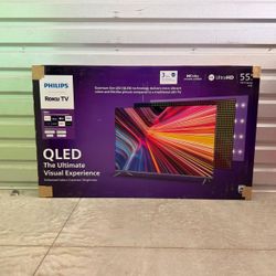 Hd396 55” Philips smart 4k Qled tv floor model 