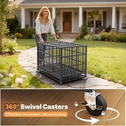 Dog Crate, 42 Inch Heavy Duty Dog Kennel Indestructible Escape-Proof, NEW 