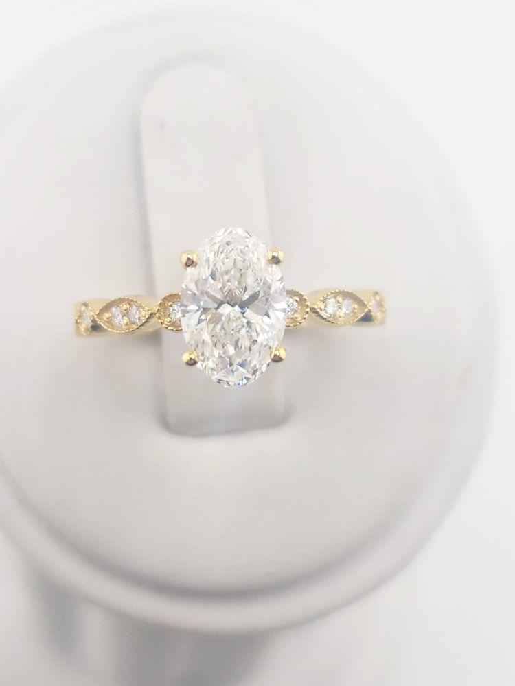 14k gold oval lab diamond engagement ring