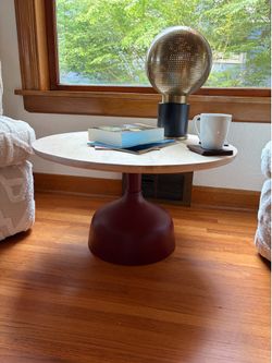 Sweet white elm occasional table 24” dia with a mid-century vibe