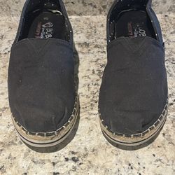 Skechers BOBS Shoes Womens 8 Breeze Casual Slip On Loafers 32719 Black Fabric