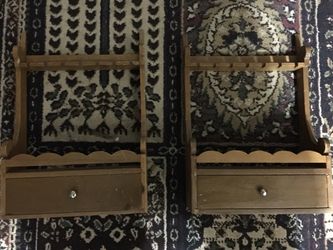 2 small vintage wooden hangable shelves