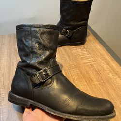 Frye Men’s Boots US 9 D Black Leather Buckle Midcalf Biker Boots