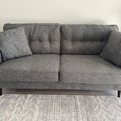 Gray Mid century Modern Sofa Couch  Grey Loveseat 