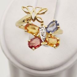 14k Gold 0.75ctw Sapphire Butterfly Ring