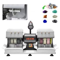 Cabbing Machine, 6" 2/5 HP 1800 RPM Efficient, Lapidary Rock Grinder Polisher With Diamond and Resin Wheels, LED Lamp, Water System, Lapidary Equipmen