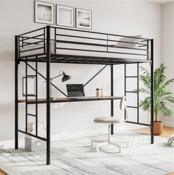 Loft Bed Metal twin size with desk.