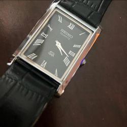 🔥Seiko Vintage Men's Slim Tank Leather Watch RARE🔥